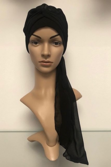 Šátek s dlouhým vázáním černý