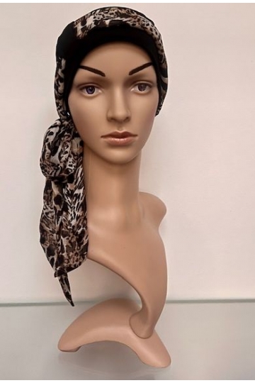 Turban so šatkou čierny/safari
